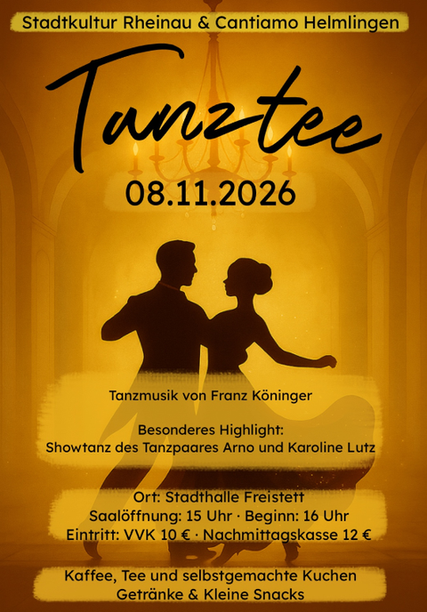 Tanztee am 8. November 2026 in der Stadthalle in Freistett